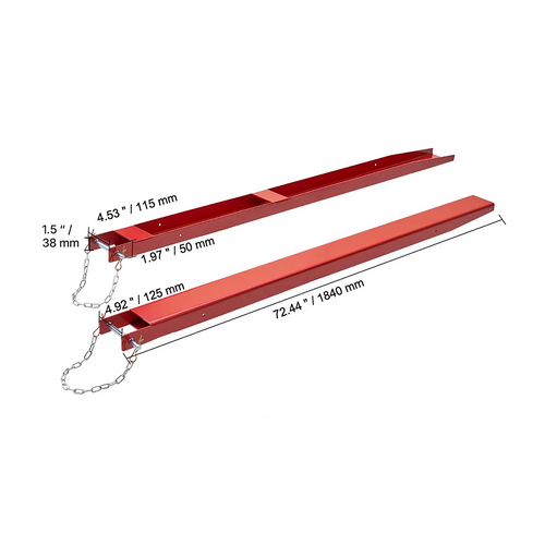 209cm Heavy Duty Forklift Fork Extensions – Carbon Steel Pallet Fork Attachments with Safety Retaining Pins