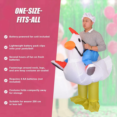 Chicken Fancy Dress Inflatable Suit -Fan Operated Costume