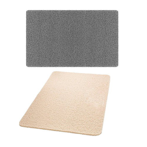 Non Slip Shower Mat 2 Pack Fast Draining PVC Bathroom Mats Beige & Grey