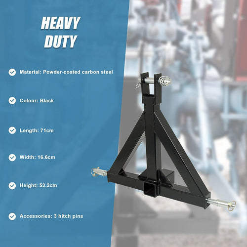 Heavy Duty Steel 3 Point 2" Trailer Hitch Receiver Tow Drawbar For Cat 1 Tractor