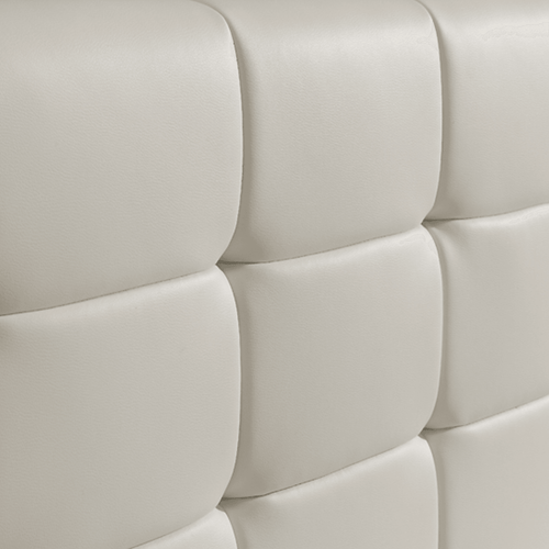 Queen White PU Leather Deluxe Bed Frame