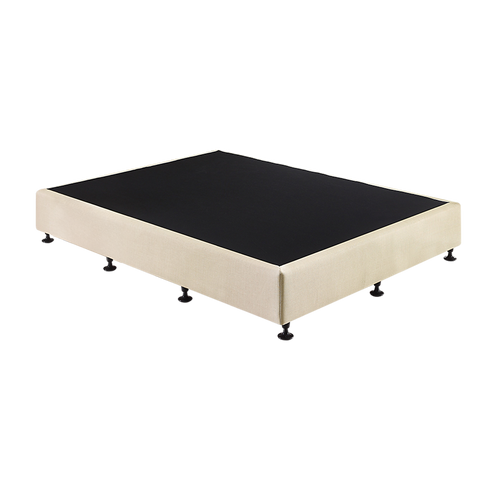 Queen Slatted Ensemble Bed Base - Platinum Natural Sand Linen Breathable Cover