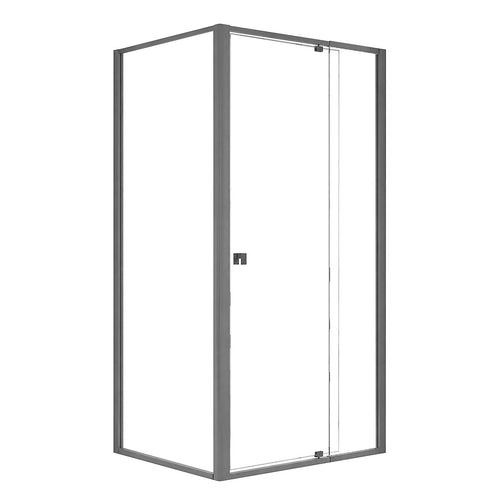 Semi-Frameless Shower Screen – Gunmetal, Front: (98~106)x195cm, Side: (77~80)x195cm
