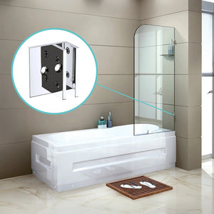 70cm Frameless Glass Bath Screen with Brackets - Chrome