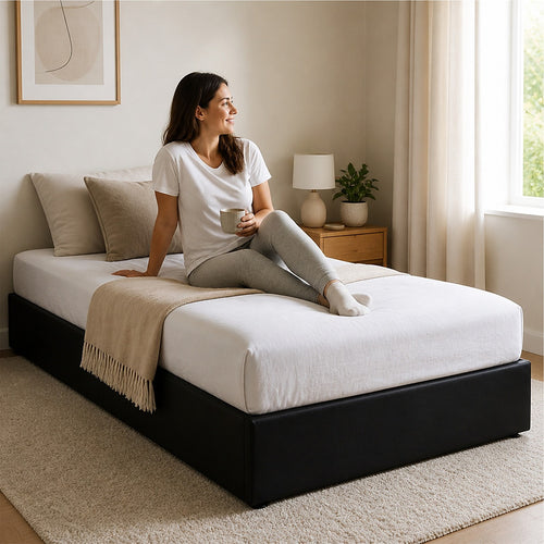 PU Leather Single Bed Ensemble Frame