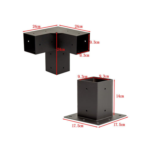 Roof Pergola Gazebo Shed Matte Black Steel Single Wall with Top Rafters Brackets DIY Kits