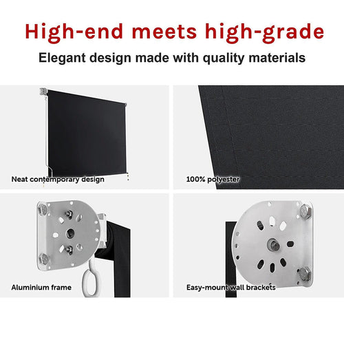 Retractable Straight Drop Awning Screen - Black - 3x2.5m 