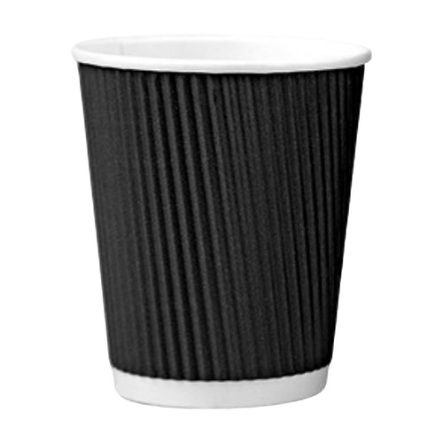 Black Triple Wall Coffee Cups with Matching Lids 500 Piece set 8oz