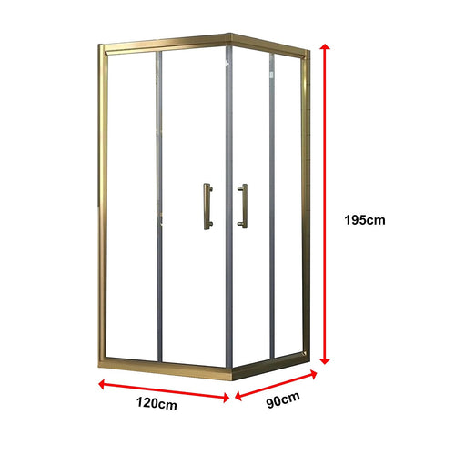 Adjustable 1200x900mm Sliding Door Glass Shower Screen in Gold with Shower Handle Style 2 - Gold