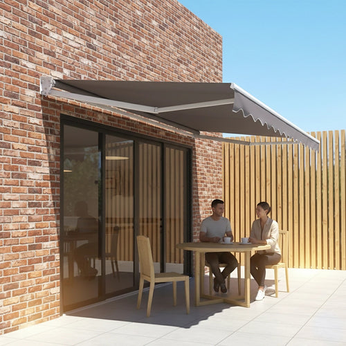 Outdoor Awning Grey - 5x3m Retractable Sunshade