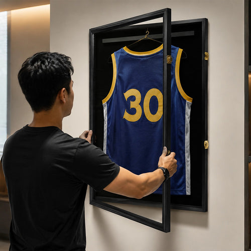80cm Wall Mounted Lockable Jersey Display Case for Sports Memorabilia & Signed Shirts