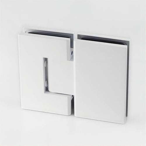 90x90cm Corner Frameless Shower Screen with White Wall U-Brackets and Brass Hinges, Square Double Pull Handle
