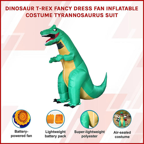 T-Rex Fancy Dress Inflatable Suit -Fan Operated Costume
