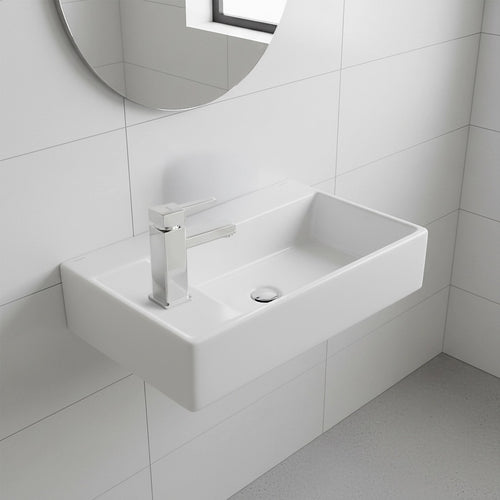 Wall Hung Hand Wash Basin – Small Ceramic Sink for Cloakroom, Toilet & Compact Bathrooms