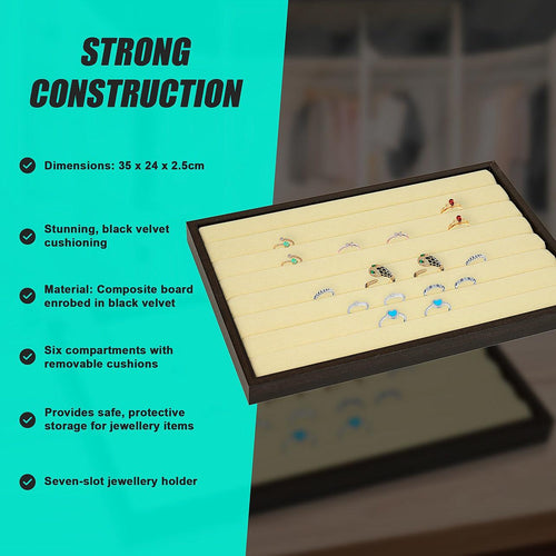 7 Slot Velvet Ring Earring Tray Storage Jewellery Display Display Stackable 