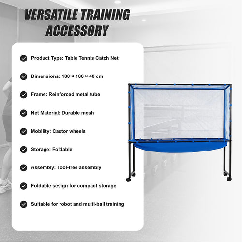 Table Tennis Catch Net with Wheels for Ping Pong Training