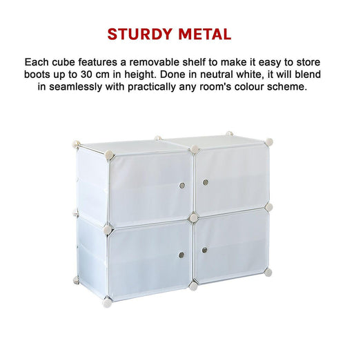 White Cube DIY Shoe Cabinet Rack Storage Portable Stackable Organiser Stand 