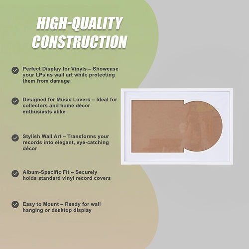 Vinyl Album Frame – LP Record Display Frame for Wall Mount or Desktop Music Artwork Décor