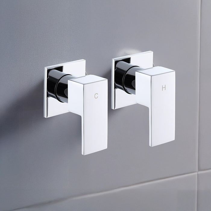Bathroom Shower Bath Hot and Cold Square Mixer WATERMARK Certified - Chrome