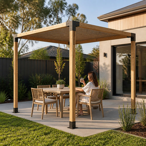 DIY Pergola Kit – Single with Coffee Screen Set with Brackets