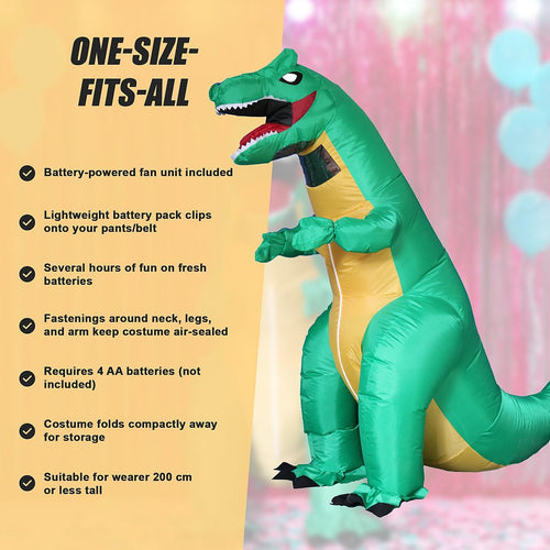 T-Rex Fancy Dress Inflatable Suit -Fan Operated Costume