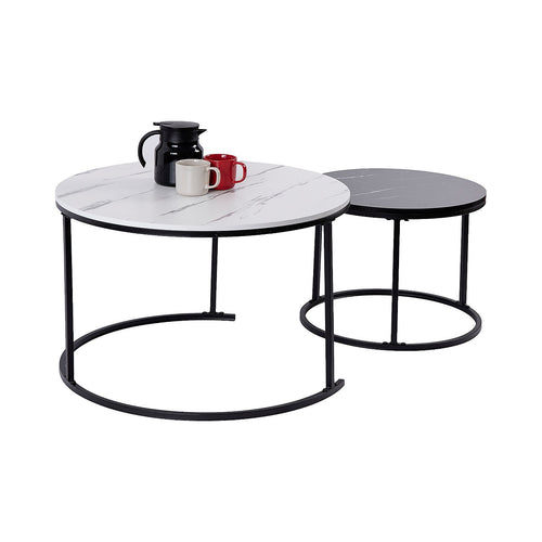 Marble Nesting Coffee Table – Set of 2 Round Modern Tables