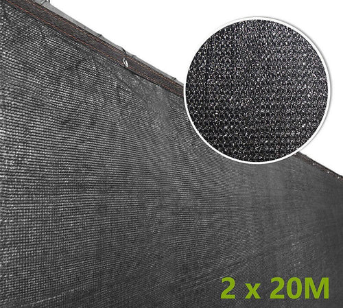 20m x 2m Fence Windscreen Privacy Screen Shade Cover Black Fabric Mesh Garden