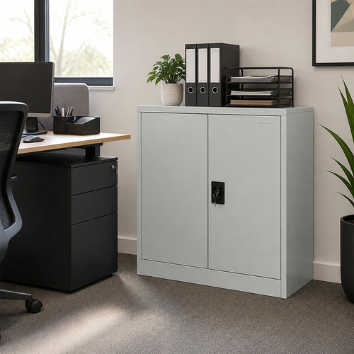 Two-Door Metal Locker – Grey without Legs
