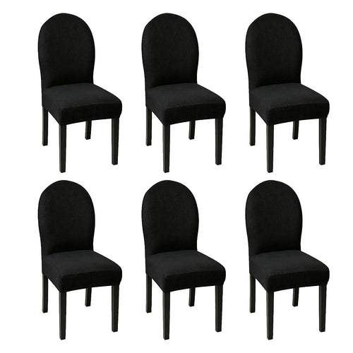 Dining Chair Covers 6 Pack Black Stretch Jacquard Washable Slipcovers