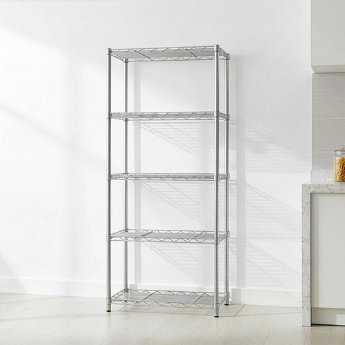 5 Tier Silver Metal Storage Rack Shelving Wire Shelf