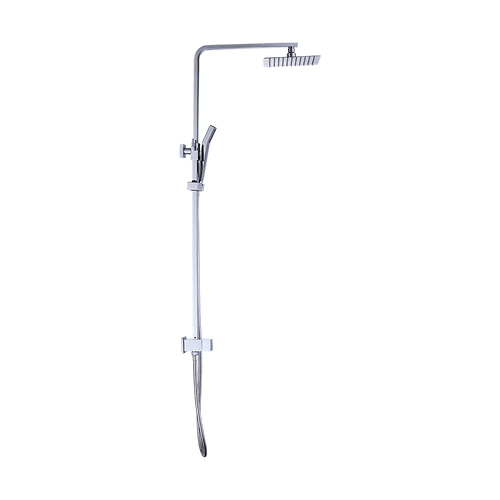 WELS 8" Rain Shower Head Set Square Dual Heads Faucet High Pressure Hand Held