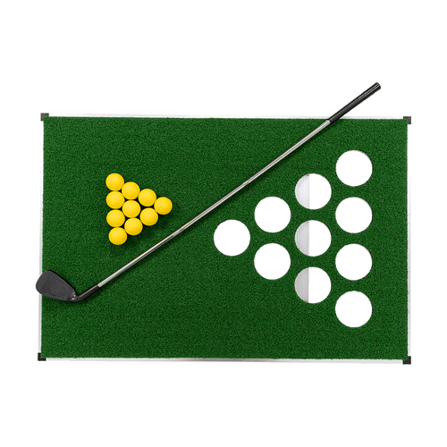 Golf Cornhole Game With Chipping Mats, Golf Balls, Putters