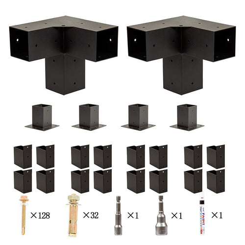 Roof Pergola Gazebo Shed Matte Black Steel Single Wall with Top Rafters Brackets DIY Kits