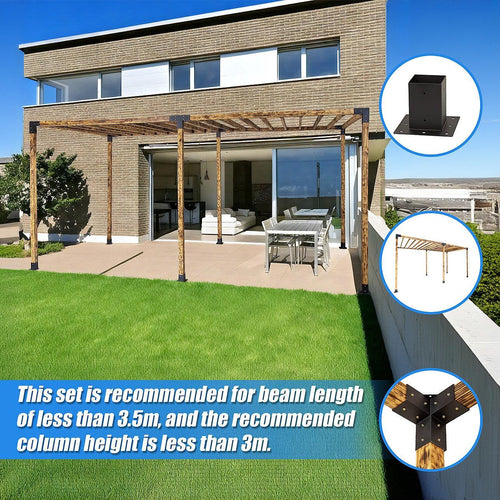 Roof Pergola Gazebo Shed Matte Black Steel Double with Top Rafters Brackets DIY Kits