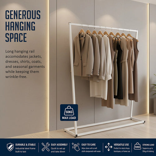 Commercial Clothing Garment Rack Retail Shop White