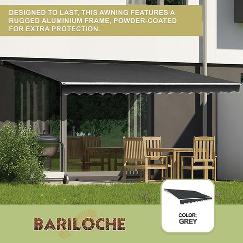Outdoor Awning Grey - 5x3m Retractable Sunshade
