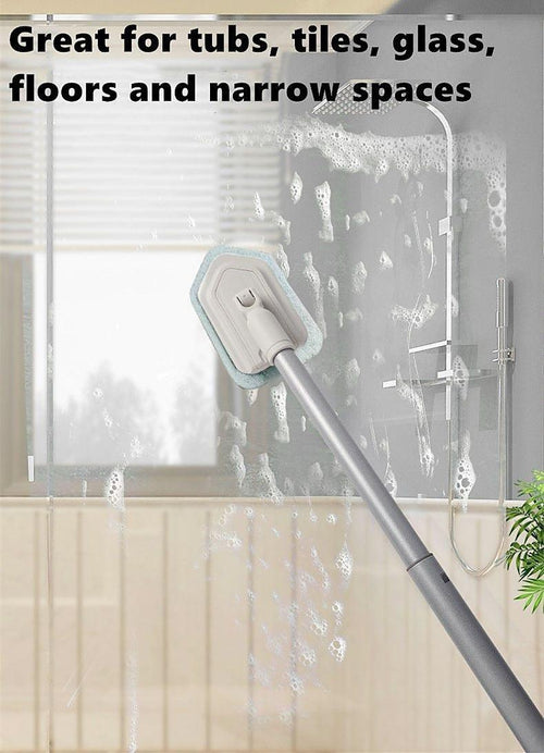 Long Handled Floor Scrubbing Brush Shower Cleaning Brush with Scourer Head
