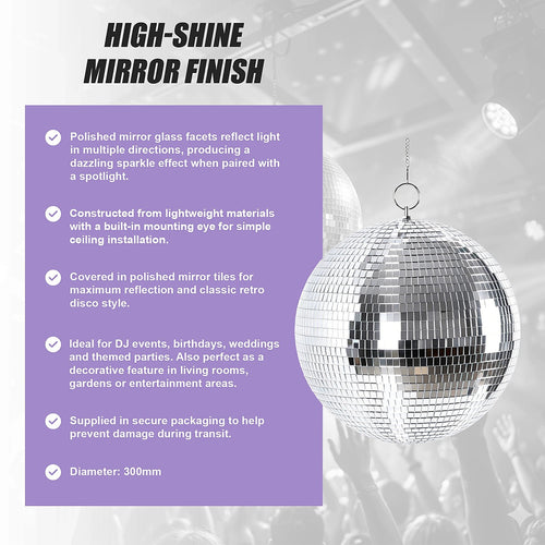 Silver Mirror Disco Ball – Hanging DJ Party Decor