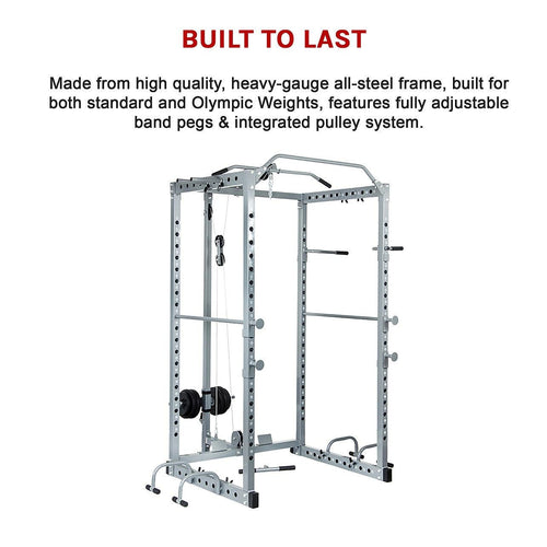 Power Rack Squat Cage Stands w Lat Pulldown Home Gym