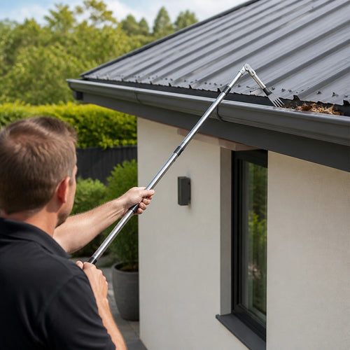 4M Telescopic Gutter Cleaning Tool Kit with Brush, Rake & Pole