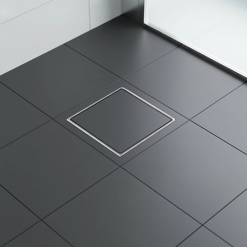15 x 15cm Square Shower Drain with Tile Insert Grate – Chrome Stainless Steel