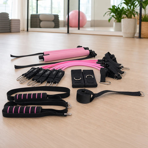 14-Piece Pilates Bar Kit with Resistance Bands & Belt – Versatile Home Fitness Pedal Puller for Full-Body Workouts