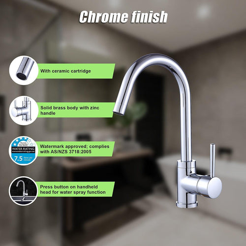 Kitchen Mixer Tap Faucet for Basin Laundry Sink in Chrome