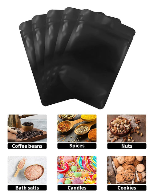 Black Aluminium Mylar Foil Stand Up Pouch 100pcs Resealable Bags