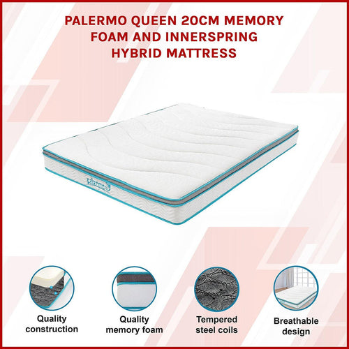 Palermo Queen 20cm Memory Foam and Innerspring Hybrid Mattress