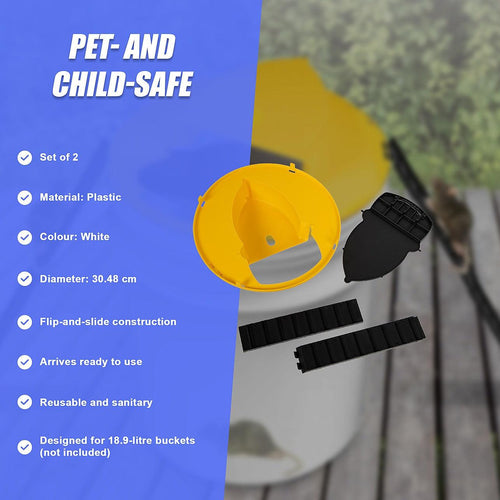 2x Flip N Slide Bucket Lid Mouse Rat Trap Automatic Mouse Trap With Ladder Reusable