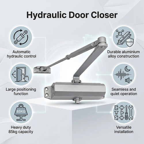 Hydraulic Door Closer 85kg Heavy Duty - Large Positioning