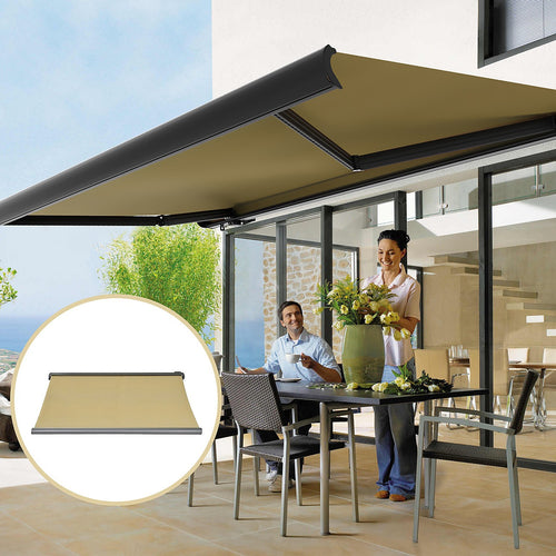 Heavy Duty Full Cassette Retractable Awning: Motorised 5.5x3m Beige Sunshade