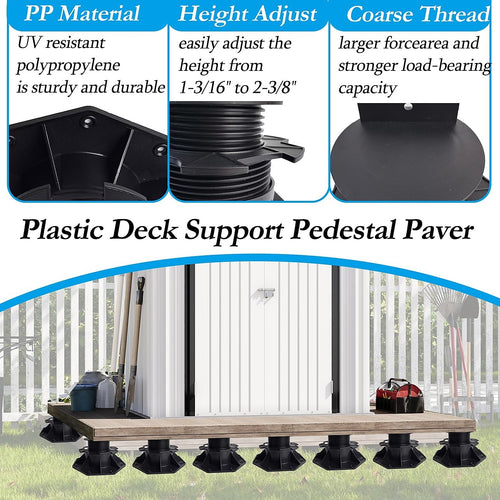 12 Pack Adjustable Deck Support Pedestals – Deck Foundation Bases