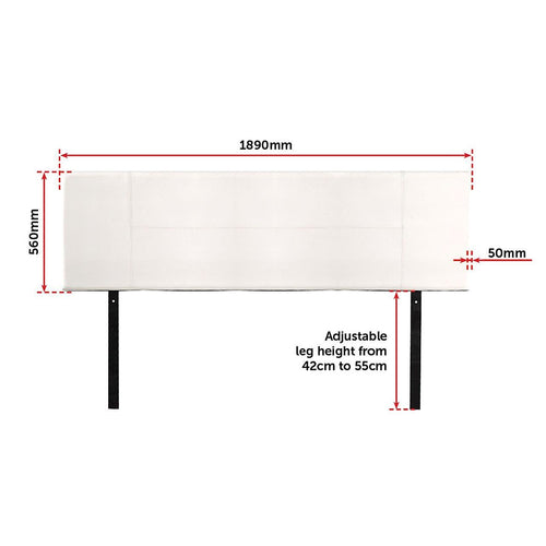 King White PU Leather Bed Headboard Bedhead